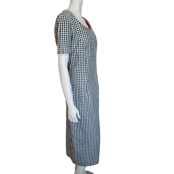 Vintage 90s Gingham Column Dress size 12 Linen Cotton Fully Lined Cottagecore - Picture 6 of 10